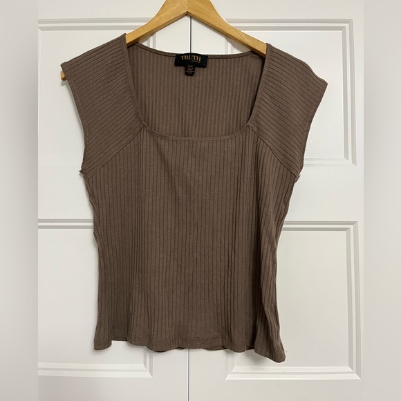 Truth Brown Ribbed sleeveless top - Picture 1 of 2